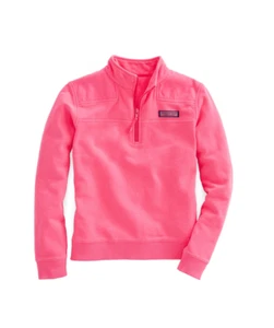 Vineyard Vines Girl’s Pink Garment Dyed 1/4 Zip Pullover Shep Shirt Large (14) - Picture 1 of 15