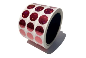 Tamper Evident Holographic Bright Red Security Round Label Seal Sticker 0.75" - Picture 1 of 2