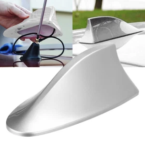 Silver Universal Car Auto Shark Fin Roof Antenna Radio FM/AM Decorate Aerial - Picture 1 of 9