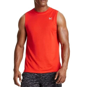 Mission Men's T-Shirt Alpha VaporActive Sleeveless Tee Top Fiery Red - Picture 1 of 2