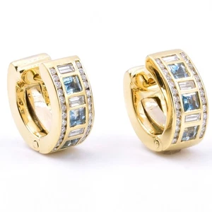 Aquamarin Diamant Ohrclips in 750er / 18 Kt. Gelbgold - Bild 1 von 6