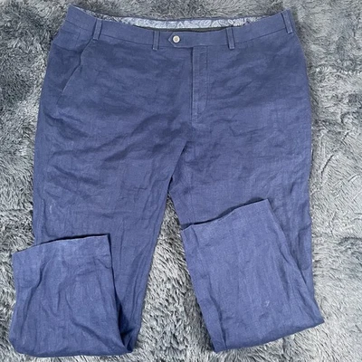 Pantalones Lauren Ralph Lauren Etiqueta Negra 100% Lino Para Hombre Talla 40x29 Azul Marino Foto 1 de 4
