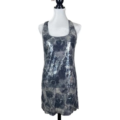 NWT Adrianna Papell Blue and Silver Sequin Sleeveless Cocktail Dress Size 6 $279 - Image 1 of 4