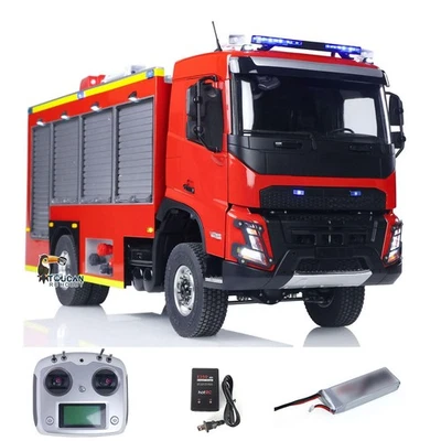 1/14 RC Fire Fighting Truck RTR Car VO FMX AWD Axle Water Spraying Vehicle Light - Image 1 of 4