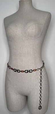 RITZ Vintage Silver Chain Link Lucite Belt Italy Adjustable - Image 1 of 4