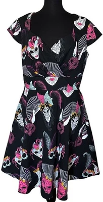 Hanpceirs Fit & Flare Swing Dress Mardi Gras Theme Cotton Blend Women's Size 3XL - Image 1 of 4