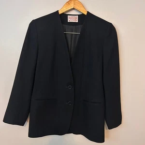 Pendleton Womens Petite S Black Virgin Wool Blazer Jacket 2 Button Vintage - Picture 1 of 7
