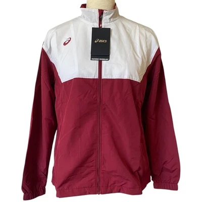 NUEVA ASICS Junior's Upsurge Warm Up Chaqueta de Pista Talla Grande Roja Blanca Cremallera Completa Foto 1 de 4
