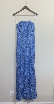 Vestido sem alças Speechless feminino júnior lantejoulas azul fenda na coxa tamanho 13 - Imagem 1 de 2