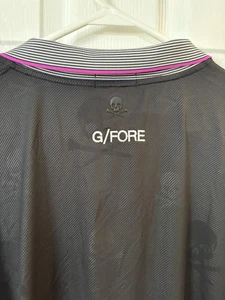 G/Fore G4 Golf Shirt Polo Sleeve SKULL Logos Gray Pink Size 2XL Exclusive - Picture 1 of 6