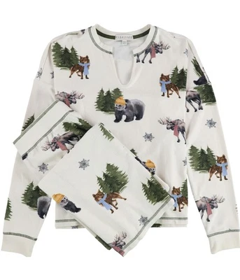 P.J. Juego de pijama Salvage para mujer Moose Bear Fox 2 piezas, multicolor, pequeño Foto 1 de 4