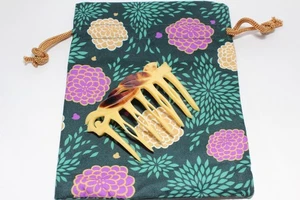 Horquilla japonesa peine antiguo KANZASHI amarillo para kimono - Imagen 1 de 4