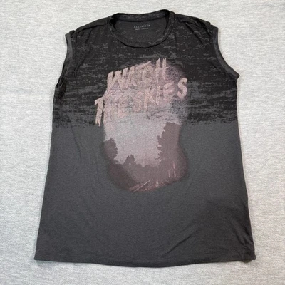 Camiseta All Saints Skies Brookita Mujer Mediana Negra Gris Lavada Sin Mangas Foto 1 de 4