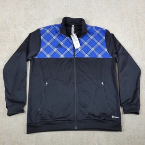 Adidas Track Jacket Mens L Black Blue Tiro Plaid Aeroready Full Zip HN5513 NWT - Picture 1 of 13
