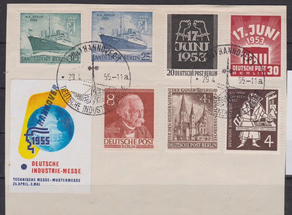 Berlin Nr. 110-11, 124-25, 94, 106  mit Bund 198 Mischfrankatur, Briefstück.S-St - Bild 1 von 1