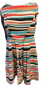 ANNE KLEIN Vestido plisado a rayas con cinturón - Imagen 1 de 5