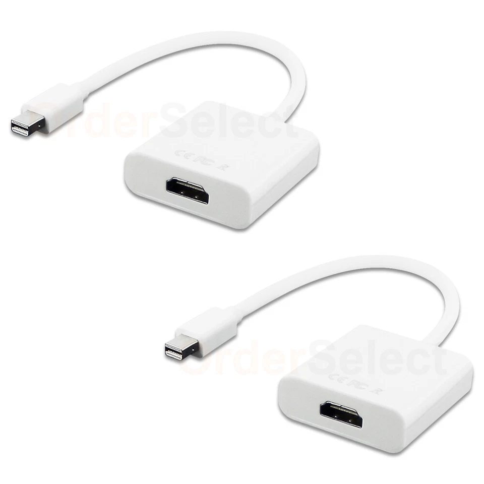2 Mini Display Port DP Thunderbolt to HDMI Adapter Cable for MacBook Pro Air Mac - Image 1 of 4