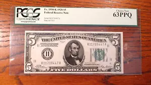 1928 PCGS CHOICE NEW 63 PPQ GOLD CLAUSE FIVE DOLLAR DALLAS DISTRICT NOTE $5 BILL - Picture 1 of 4