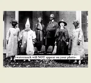 Scary Vintage Creepy Halloween PHOTO Freak Scary Strange Witch Clown House Porch - Picture 1 of 2