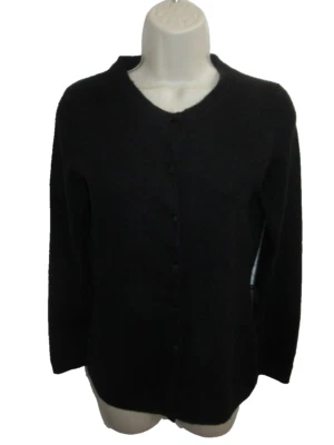 A Giannetti 100% 2-ply Cashmere Black Crew Neck  Cardigan Size S - Image 1 of 4