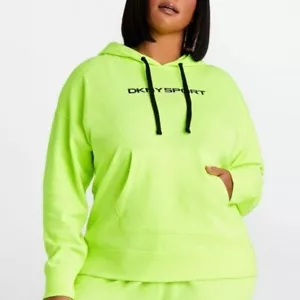 NWT DKNY Sport Womens Zest Green Pullover Hoodie Sweatshirt Top SIZE 2X - Picture 1 of 9