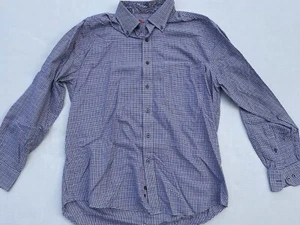 Alan Flusser Shirt Mens L Purple Plaid Button Down Long Floral Sleeve Preppy - Picture 1 of 3
