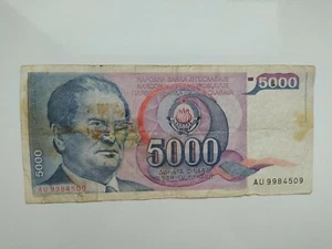5000 DINARI YUGOSLAVIA BANCONOTA- COME DA FOTO - Imagen 1 de 2