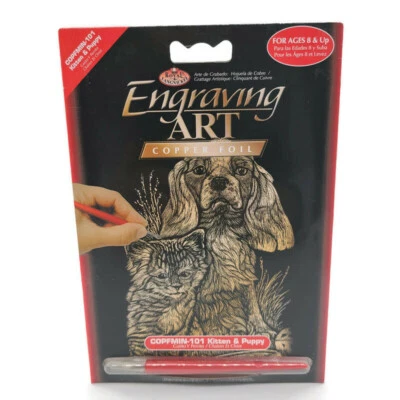 Arte Grabado Lámina de Cobre Gatito y Cachorro 101 Kit 5" x 7" Nuevo Envío Gratis Foto 1 de 4