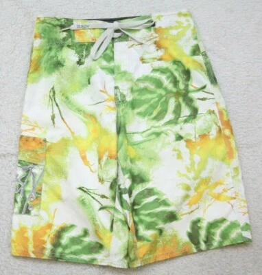 Pantalones Cortos de Natación Oxidados Blanco y Verde Poliéster 28" Cintura 10.5" Entrepierna HH31 Foto 1 de 4