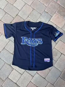 Majestic Tampa Bay Rays Evan Longoria Blue Button Up Baseball Jersey 245x31” - Picture 1 of 18