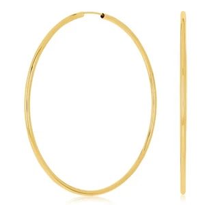 Italienische 14k Gelbgold hochpoliert rund endlose Ohrringe 1,9" 1,5 mm 1,7 g - Bild 1 von 5