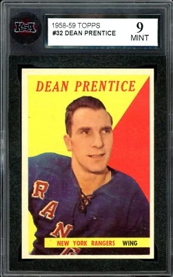 1958-59 TOPPS NHL HOCKEY #32 Dean Prentice KSA 9 MINT NEW YORK RANGERS Card - Image 1 of 2