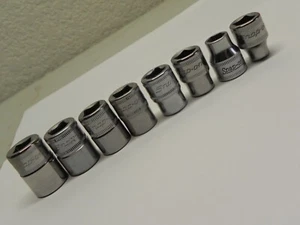Snap-On 8 Piece 3/8 Drive Metric 6 Point Shallow Chrome Sockets (FSM Series) - Foto 1 di 7