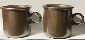 2 Tue Poulsen CUPS Eslau Danish Design Denmark Salt Glaze Brown Coffee Mugs