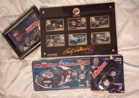 2002 6 Unused FanScan In Plaque Rusty Wallace License Plate WindRacer Cat #2 Lot Cover