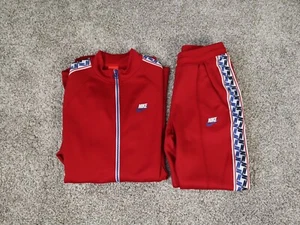 Nike Mens Tracksuit Small Red Running Activewear Zipper Pants Jacket - Picture 1 of 18