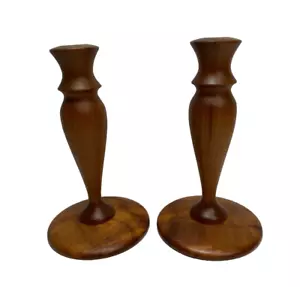 MCM Heritage Myrtlewood Products Oregon 7" altezza 2 paia portacandele - Foto 1 di 8