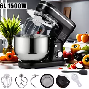 Küchenmaschine Knet Rühr Teig Maschine Kneter Gerät Stand Mixer 1500W 6L DE - Bild 1 von 11