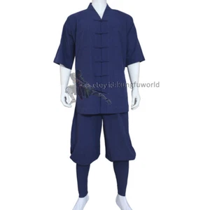 Bata de monje budista de algodón de verano Shaolin Kung Fu Traje Wushu Tai Chi Uniforme  - Imagen 1 de 15