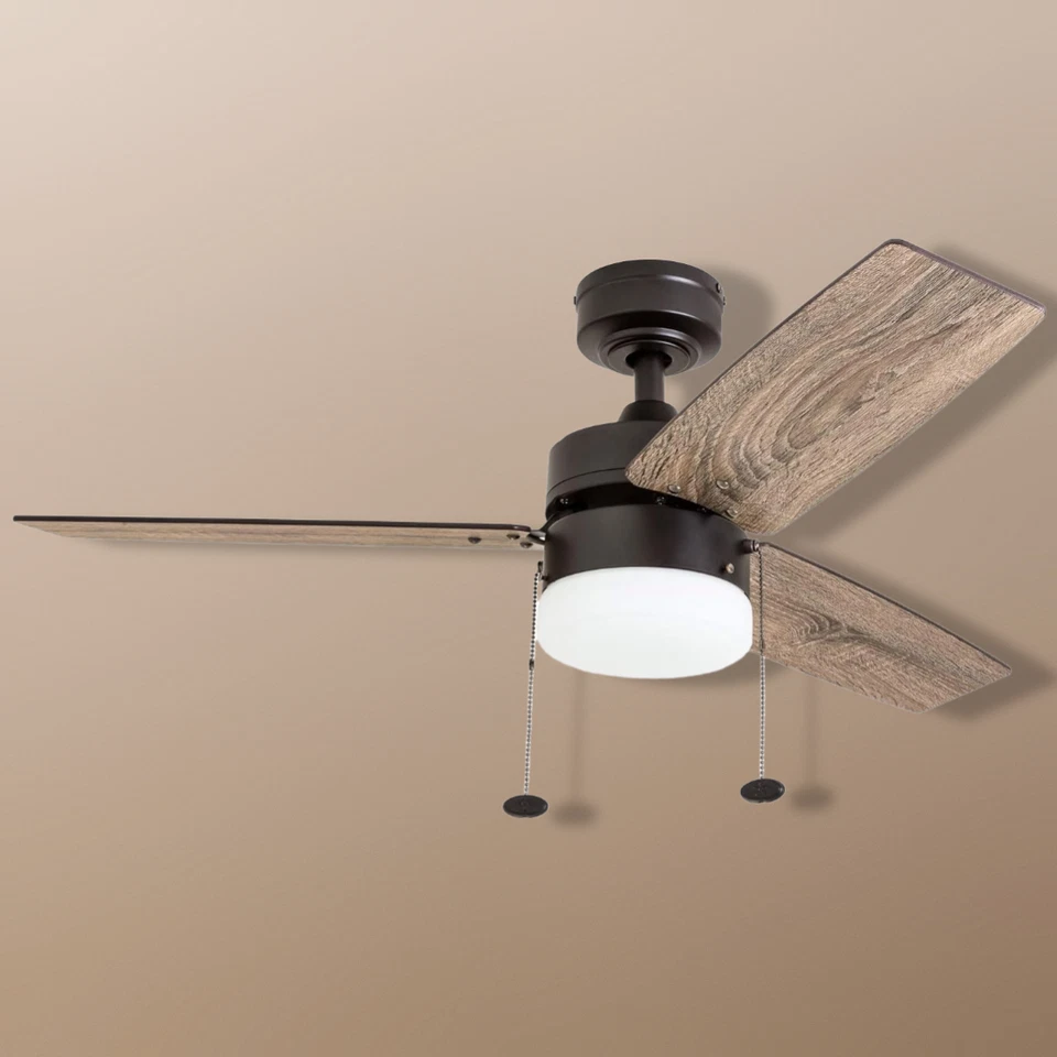 42" Modern Farmhouse LED Ceiling Fan Pull Chain Dual Mounting Bronze - Image 1 of 4