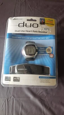 SPORTLINE Men's Duo 1010 Dual Use Heart Rate Monitor  Silver 095121949604 New - Image 1 of 3