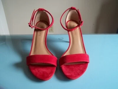 Talbots SANDALIAS ROJAS GAMUZA/Cuero Correa al Tobillo 'LAKIA' Tacones 3" 8M Foto 1 de 4