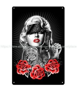  Marilyn Monroe sexy rose tattoo metal sign western home decor