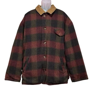 Lands End Reversible Wool Canvas Hunting Field Jacket Mens XL Plaid Brown Unisex - Picture 1 of 17