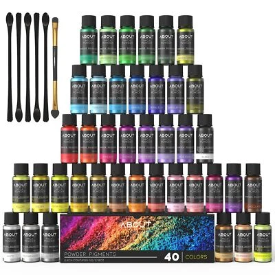 Mica Powder-40 Colors Glitter Pigment for Epoxy Resin, Soap Making Supplies, Lip - Image 1 of 4