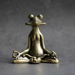 Antique Brass Meditation Zen Frog Statue Ornament Copper Animal Sculpture Incens - Picture 1 of 14
