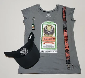 Jägermeister Jager Mädchen graues T-Shirt, Schirmmütze, Schlüsselanhänger & Schlüsselband - Größe L - Bild 1 von 8