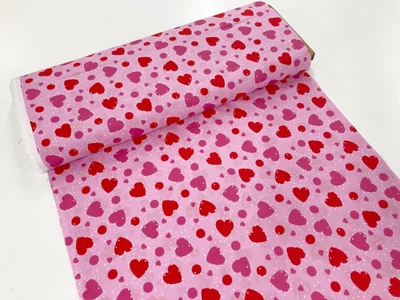 THE COTTON CRAFT COMPANY Heart Fabric polycotton Sweet Hearts Love Pink Valentines Dressmaking Material