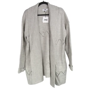 Jack BB Dakota Damen Cardigan Zopfmuster weich Ösen Tasche offen in grau Gr. L - Bild 1 von 6