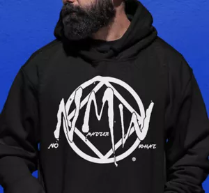 Narcotici Anonimi - NA - BIG NMW Non importa cosa - Felpa nera pullover con cappuccio - NUOVO - Foto 1 di 4
